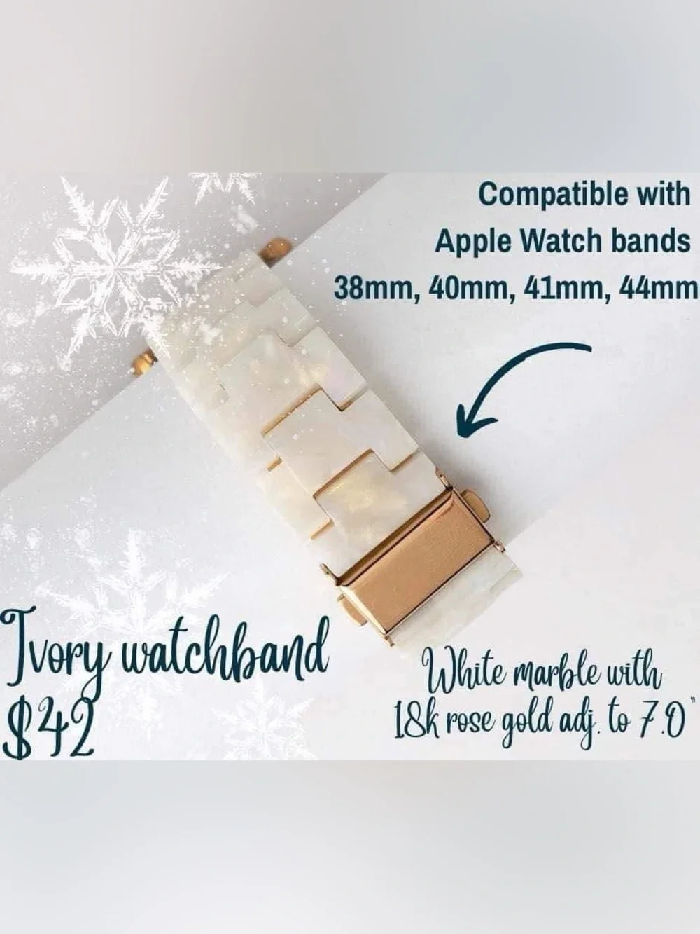Plunder Design Ivory Apple Watch Band for Smartwatches 38mm to 44mm